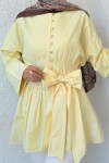Kuşaklı Kimono Kol Tunik 2343 - SARI