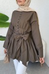 Kuşaklı Kimono Kol Tunik 2343 - KAHVERENGİ