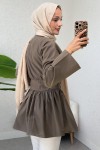 Kuşaklı Kimono Kol Tunik 2343 - KAHVERENGİ