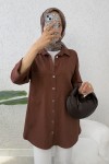 Kimono Kol Cepli Gömlek 2344 - KAHVERENGİ