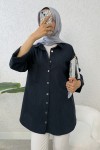 Kimono Kol Cepli Gömlek 2344 - LACİVERT