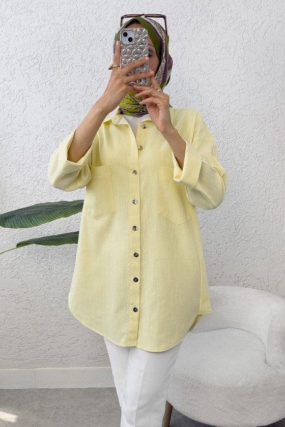 Kimono Kol Cepli Gömlek 2344 - SARI