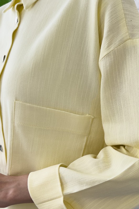 Kimono Kol Cepli Gömlek 2344 - SARI Kimono Kol Cepli Gömlek 2344 - SARI