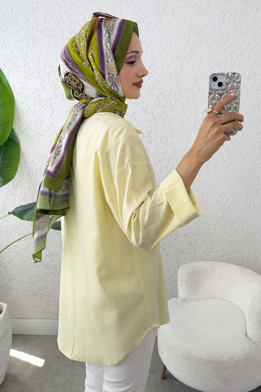 Kimono Kol Cepli Gömlek 2344 - SARI Kimono Kol Cepli Gömlek 2344 - SARI