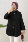 Kimono Kol Cepli Gömlek 2344 - SİYAH