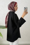 Kimono Kol Cepli Gömlek 2344 - SİYAH