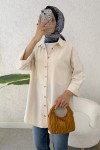 Kimono Kol Cepli Gömlek 2344 - TAŞ RENGİ