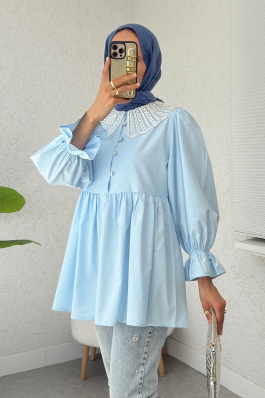 Bebe Yaka Tunik 23451 - BEBE MAVİSİ