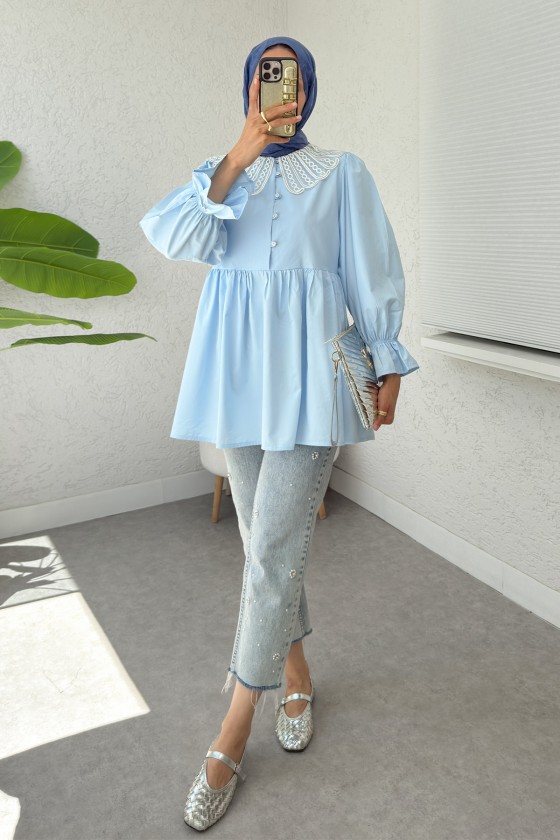 Bebe Yaka Tunik 23451 - BEBE MAVİSİ
