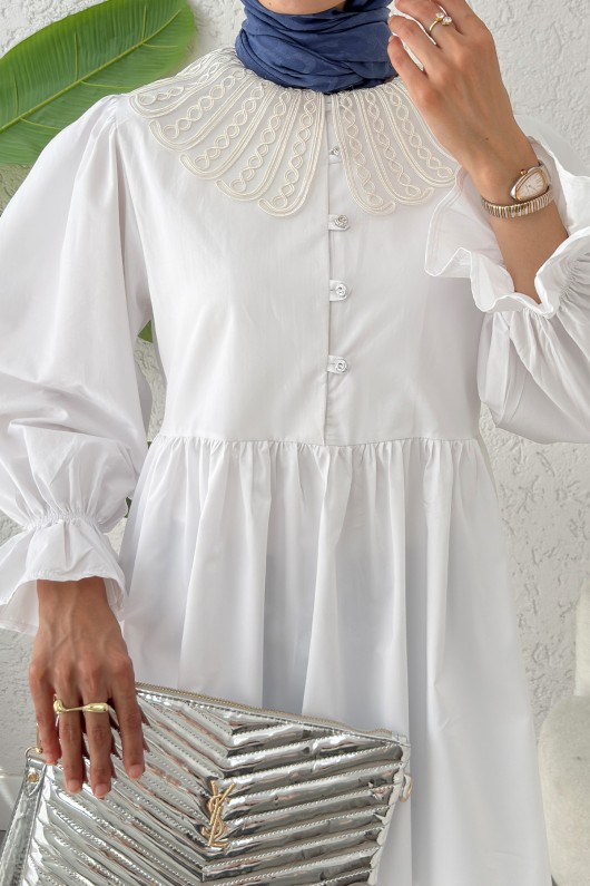 Bebe Yaka Tunik 23451 - BEYAZ Bebe Yaka Tunik 23451 - BEYAZ