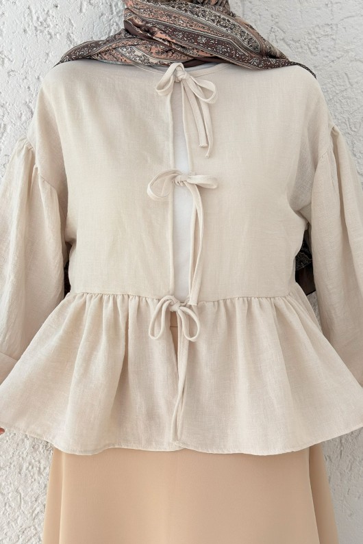 Etek Üstü Kısa Kimono 2347 - BEJ