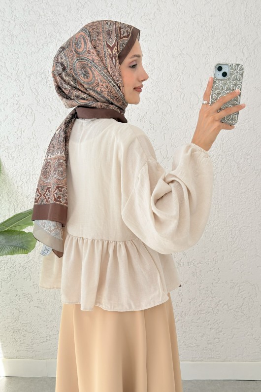 Etek Üstü Kısa Kimono 2347 - BEJ