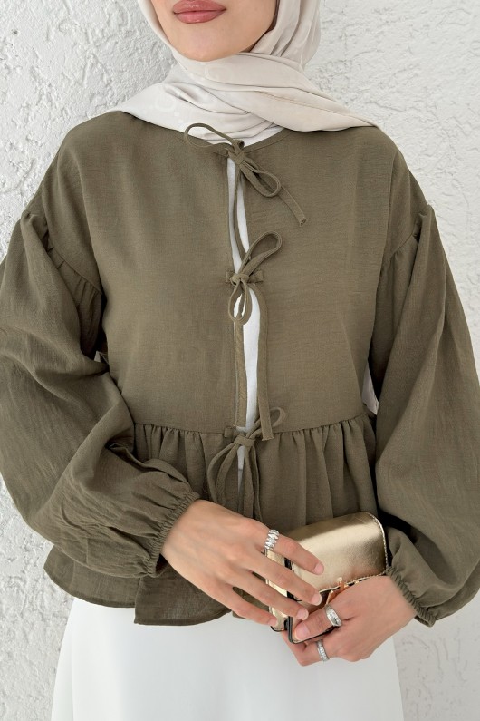 Etek Üstü Kısa Kimono 2347 - KOYU HAKİ