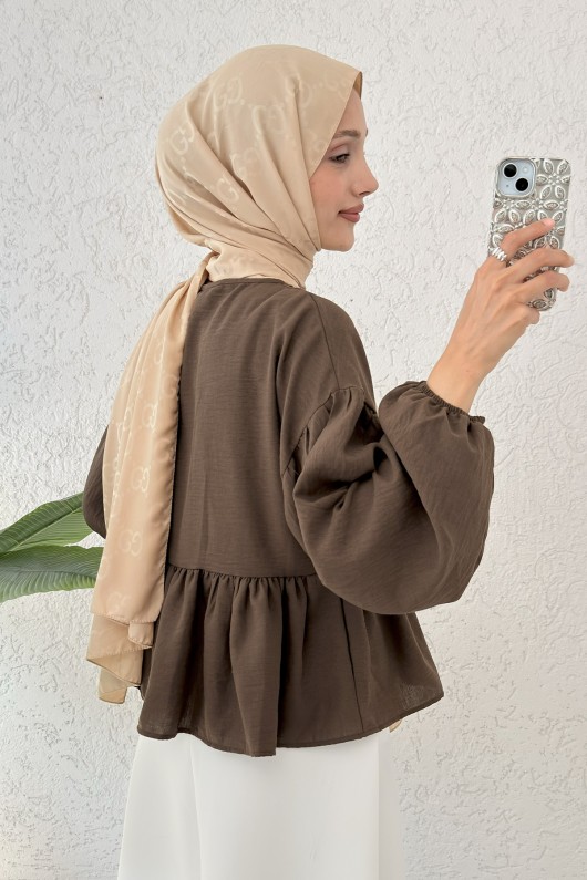 Etek Üstü Kısa Kimono 2347 - KAHVERENGİ