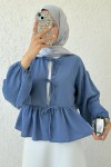 Etek Üstü Kısa Kimono 2347 - İNDİGO