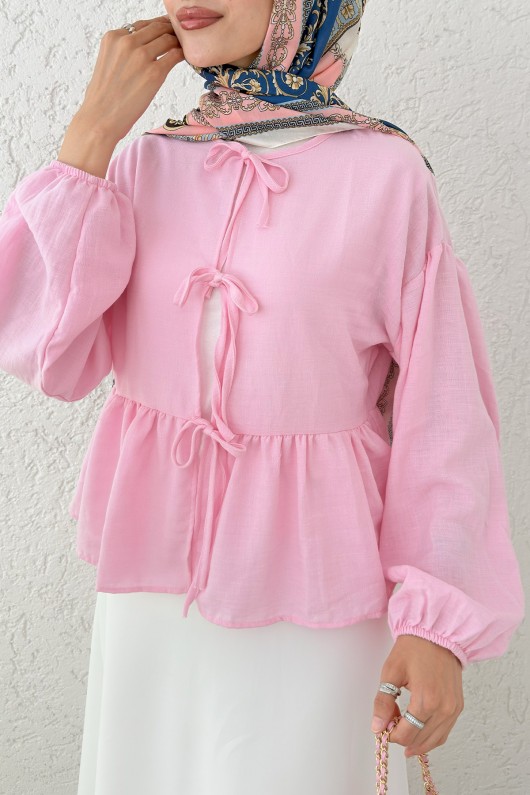Etek Üstü Kısa Kimono 2347 - PEMBE