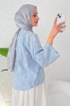 Tek Bağcıklı Püsküllü Kimono 2352 - MAVİ