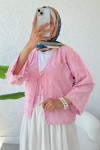 Tek Bağcıklı Püsküllü Kimono 2352 - PEMBE
