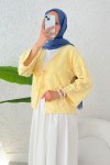 Tek Bağcıklı Püsküllü Kimono 2352 - SARI