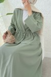Bel Büzgülü Kimono Etek Takım 2354 - AÇIK HAKİ