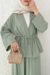 Bel Büzgülü Kimono Etek Takım 2354 - AÇIK HAKİ