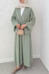 Bel Büzgülü Kimono Etek Takım 2354 - AÇIK HAKİ