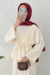 Bel Büzgülü Kimono Etek Takım 2354 - EKRU