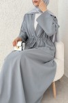 Bel Büzgülü Kimono Etek Takım 2354 - GRİ