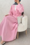 Bel Büzgülü Kimono Etek Takım 2354 - PEMBE