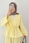 Bel Büzgülü Kimono Etek Takım 2354 - SARI