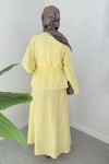 Bel Büzgülü Kimono Etek Takım 2354 - SARI