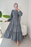 Kat Kat Detaylı Elbise 2355 - GRİ