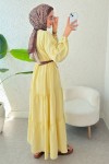 Kat Kat Detaylı Elbise 2355 - SARI Kat Kat Detaylı Elbise 2355 - SARI