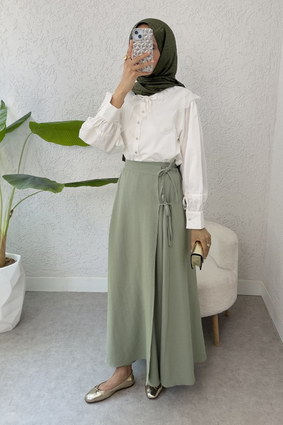 Tek Parça Çapraz Bağlamalı Etek 2356 - HAKİ