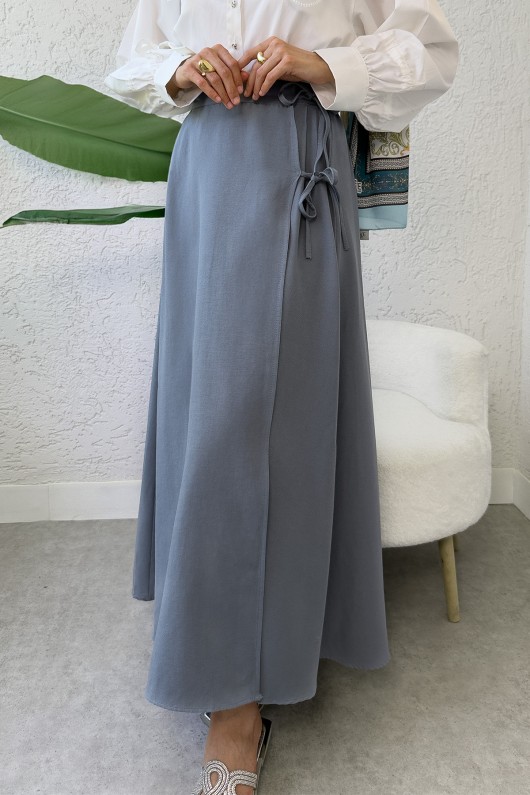 Tek Parça Çapraz Bağlamalı Etek 2356 - GRİ