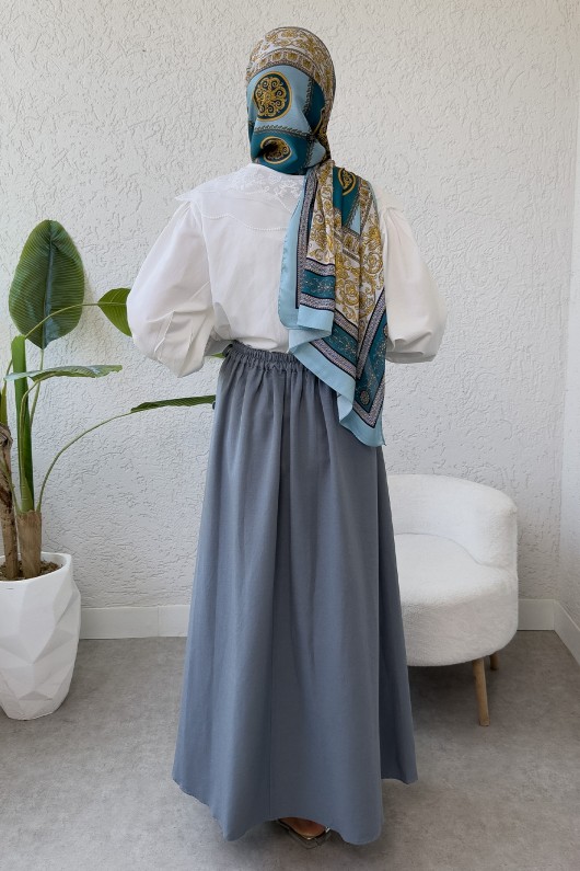 Tek Parça Çapraz Bağlamalı Etek 2356 - GRİ