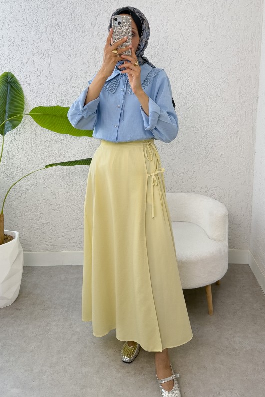 Tek Parça Çapraz Bağlamalı Etek 2356 - SARI