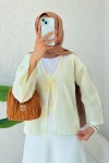 Çizgili İp Bağcıklı Kimono 2357 - SARI Çizgili İp Bağcıklı Kimono 2357 - SARI