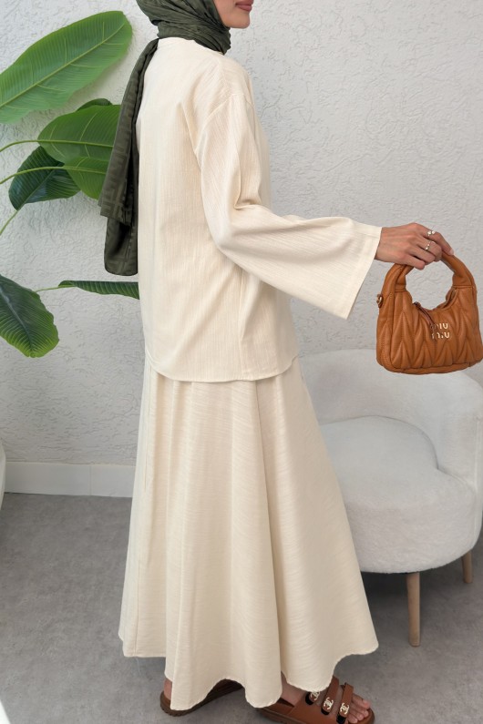 Çapraz Bağlamalı Etekli Takım 2363 - BEJ