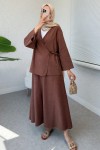 Çapraz Bağlamalı Etekli Takım 2363 - KAHVERENGİ