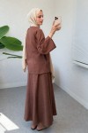 Çapraz Bağlamalı Etekli Takım 2363 - KAHVERENGİ