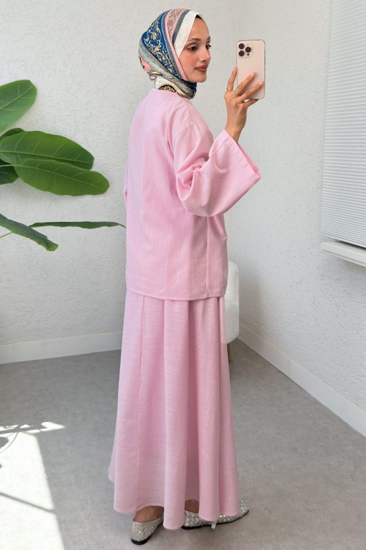Çapraz Bağlamalı Etekli Takım 2363 - PEMBE