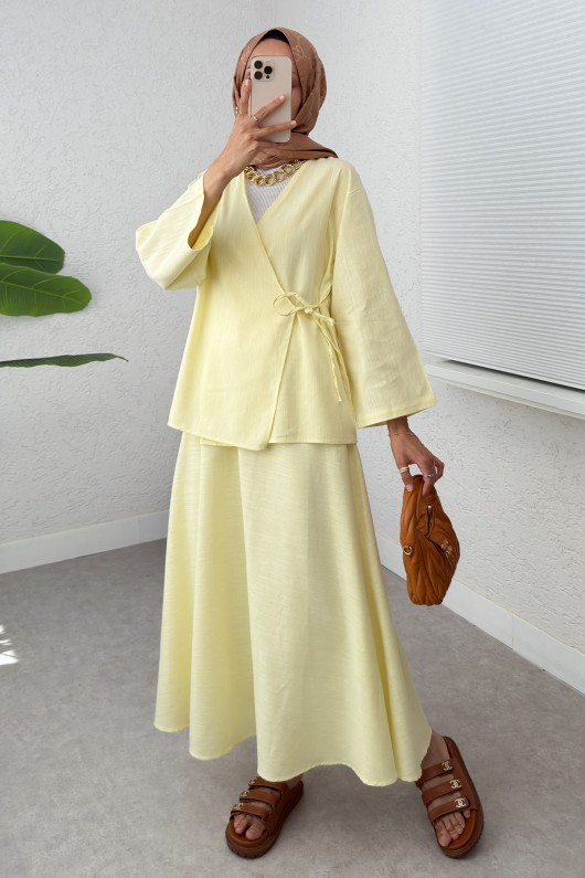 Çapraz Bağlamalı Etekli Takım 2363 - SARI