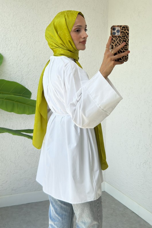 Nervür Detaylı Gömlek 2364 - BEYAZ