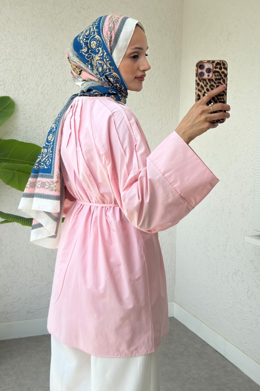 Nervür Detaylı Gömlek 2364 - PEMBE Nervür Detaylı Gömlek 2364 - PEMBE