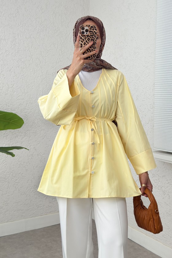 Nervür Detaylı Gömlek 2364 - SARI