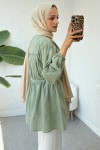 Büzgü Detaylı Bağcıklı Tunik 2366 - HAKİ