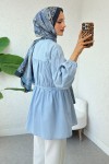 Büzgü Detaylı Bağcıklı Tunik 2366 - BEBE MAVİSİ