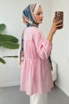 Büzgü Detaylı Bağcıklı Tunik 2366 - PEMBE
