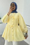 Büzgü Detaylı Bağcıklı Tunik 2366 - SARI